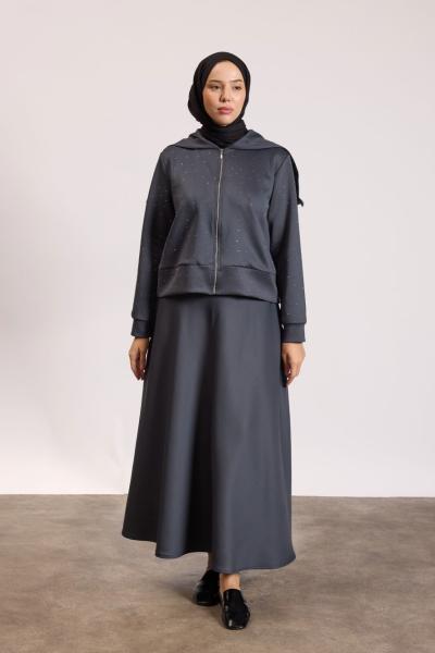 Scuba Taşlı Takım Füme