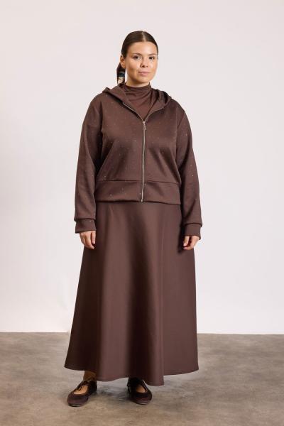 Scuba Taşlı Takım Kahverengi