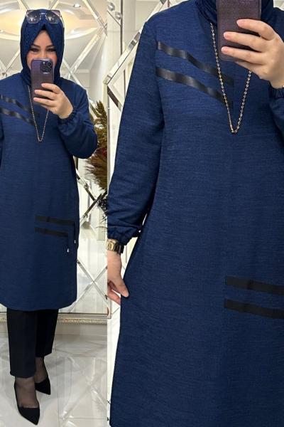 Berna tunik kaşkorse triko mavi Mavi