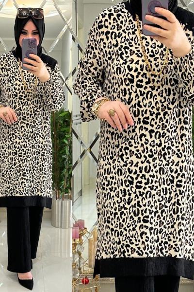 Bürümcük krem leopar takım Krem