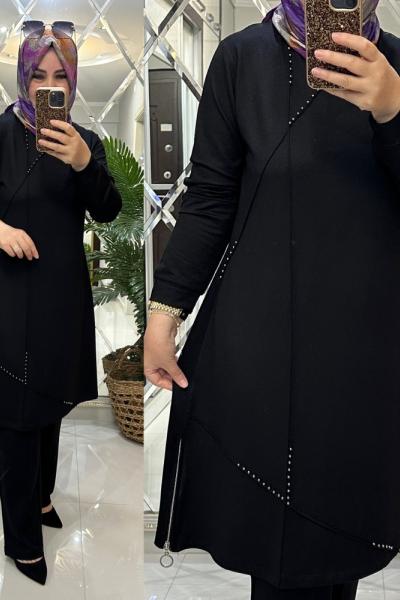 İmran takım ikiiplik penye kumaş siyah Siyah