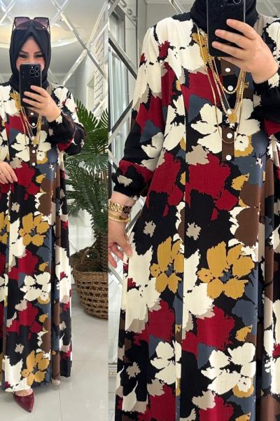 Karen elbise viskon kumaş bordo Bordo