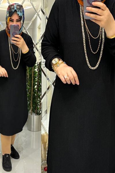 Manolya bürümcük tunik siyah Siyah