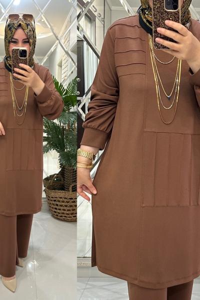 Sibel takım oyşo kumaş karamel Karamel